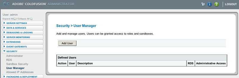 adding a user to the security manager adding a user to the security manager