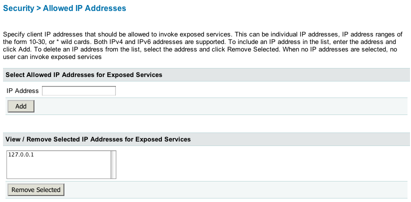 Allowed IP Addresses Allowed IP Addresses
