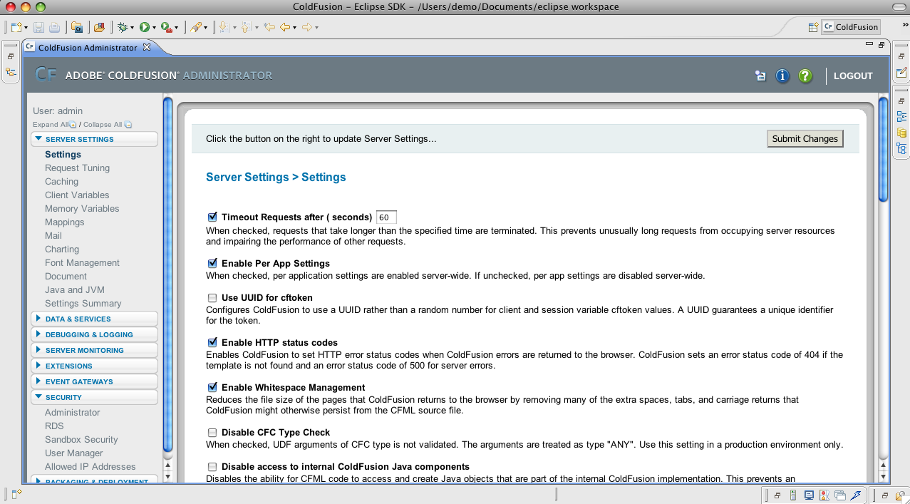 CFAdmin inside CF Builder CFAdmin inside CF Builder