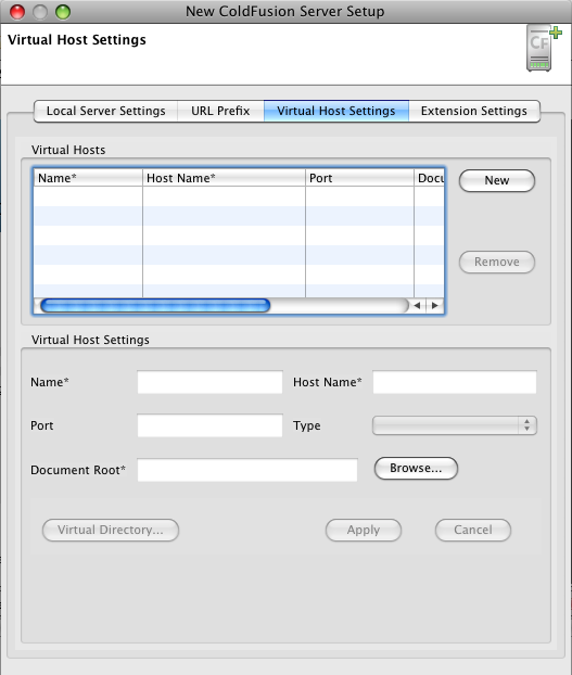 Server Virtual Host Settings Server Virtual Host Settings